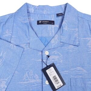 Cremieux Classics Camp Shirt - Coastal Print Short‎ Sleeve Button Up - L